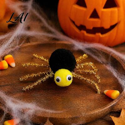 Decorative Hair Clips for Photos Halloween Spider Girls Women Cute Furry Barrettes Handmade Decor Tinsel Fluffy Pom Accessory Parties Funny Costume