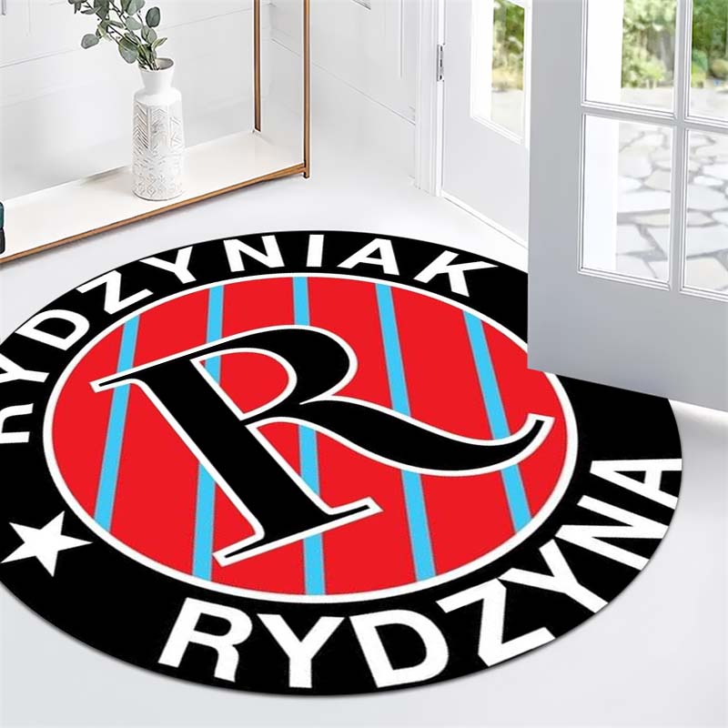 Rydzyniak Rydzyna Letter R Stripe Circular Area Rug Polish Football Club Round Floor Carpet Gaming Chair Living Room Bedroom Home Decor Mat