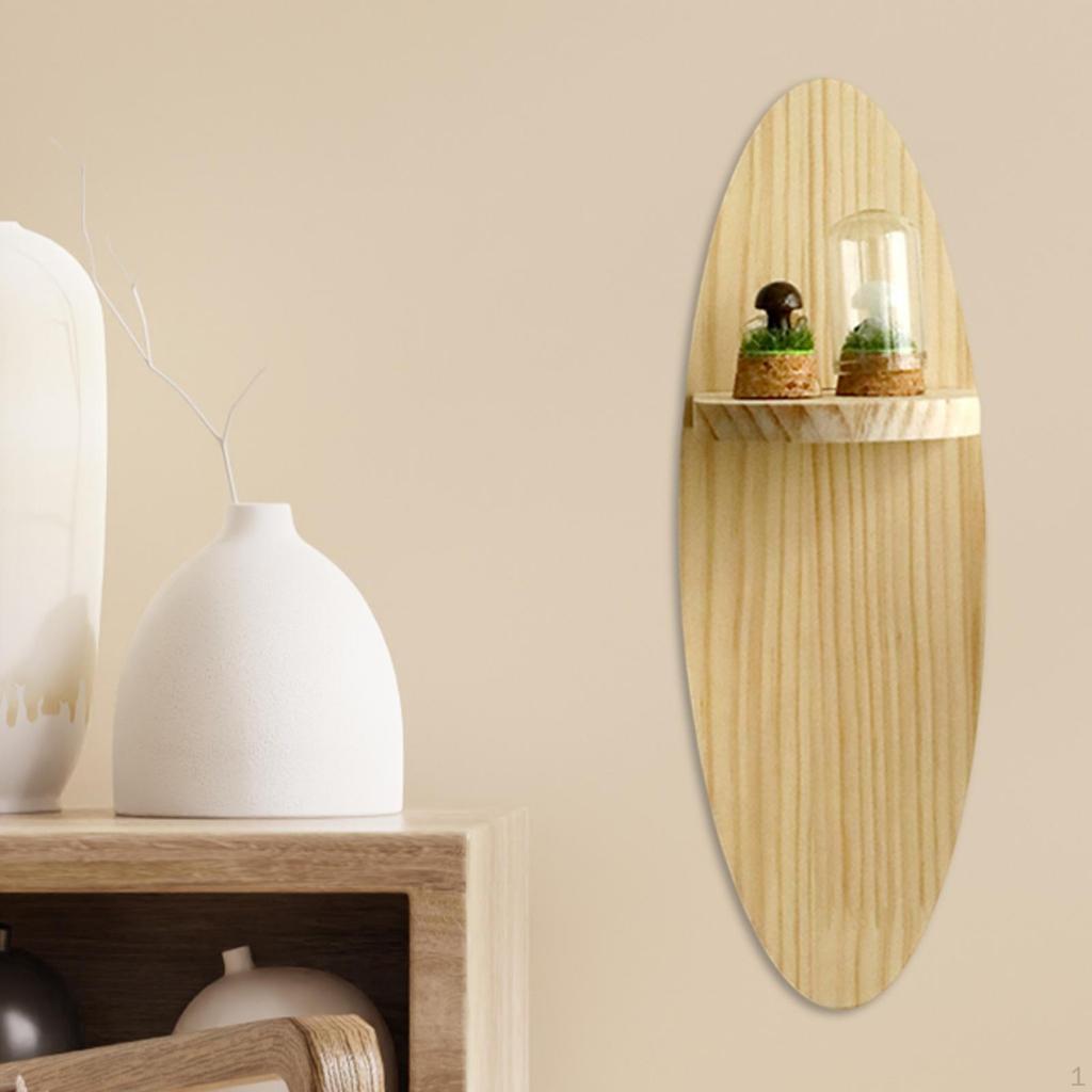 Oval Floated Shelf for Wall, Home Decor Organizer Storage Rack Wall Mount Wood Display Stand