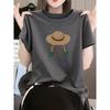 New Shoulder Pure Cotton Round Neck Short-sleeved T-shirt Women's Korean Version Fashion Versatile Foreign Style Top Bottoming Shirt Summer