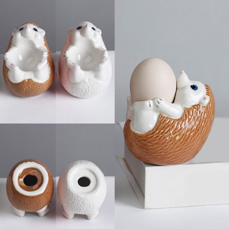 Ceramic Hedgehog Shape Eggs Holder Cup For Breakfast Fun Family Moment Multifunction Succulents Pot Bonsais Planter