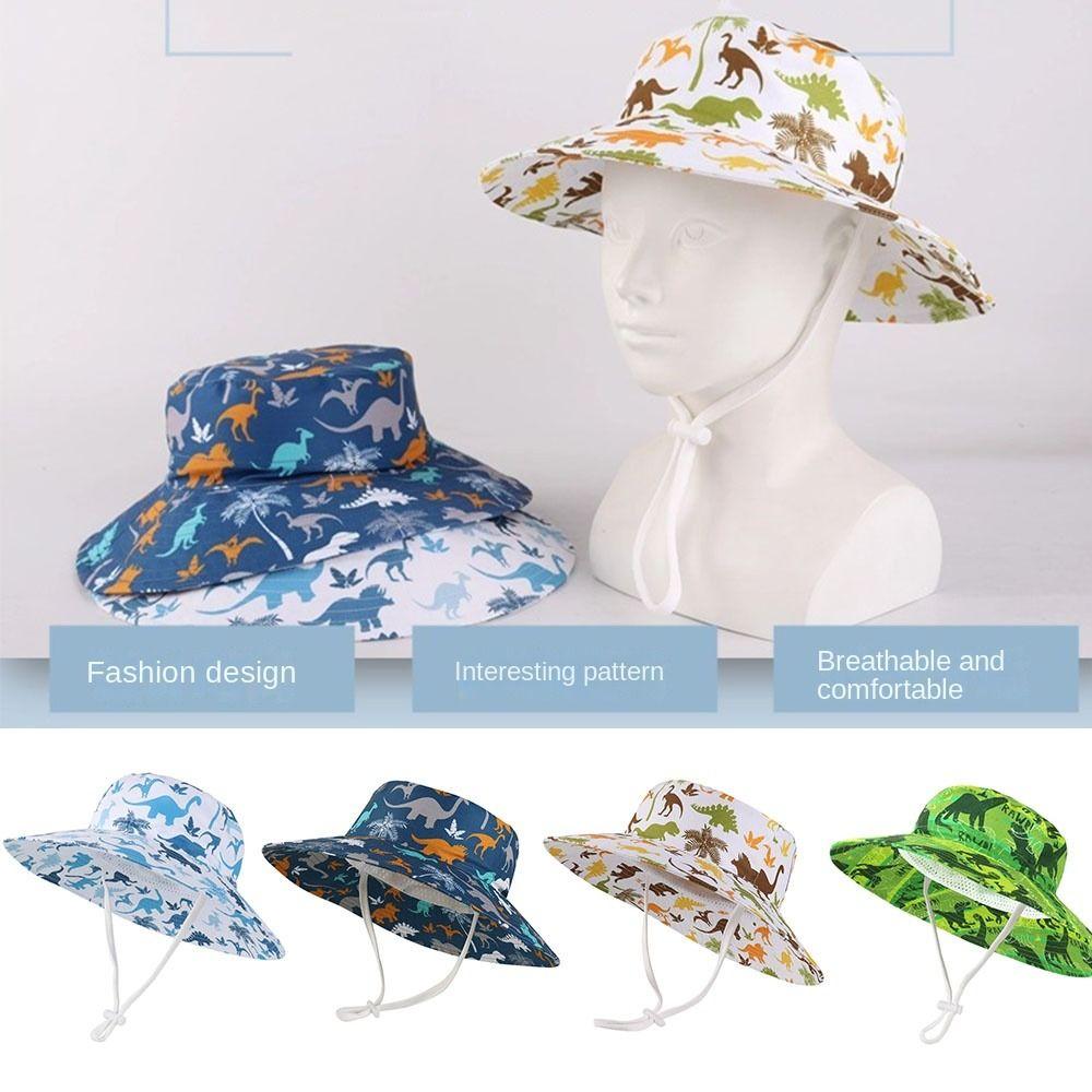 

Кепка для рыбалки на открытом воздухе, детская солнцезащитная шляпа с принтом динозавра, солнцезащитная шляпа для мальчика с большими полями