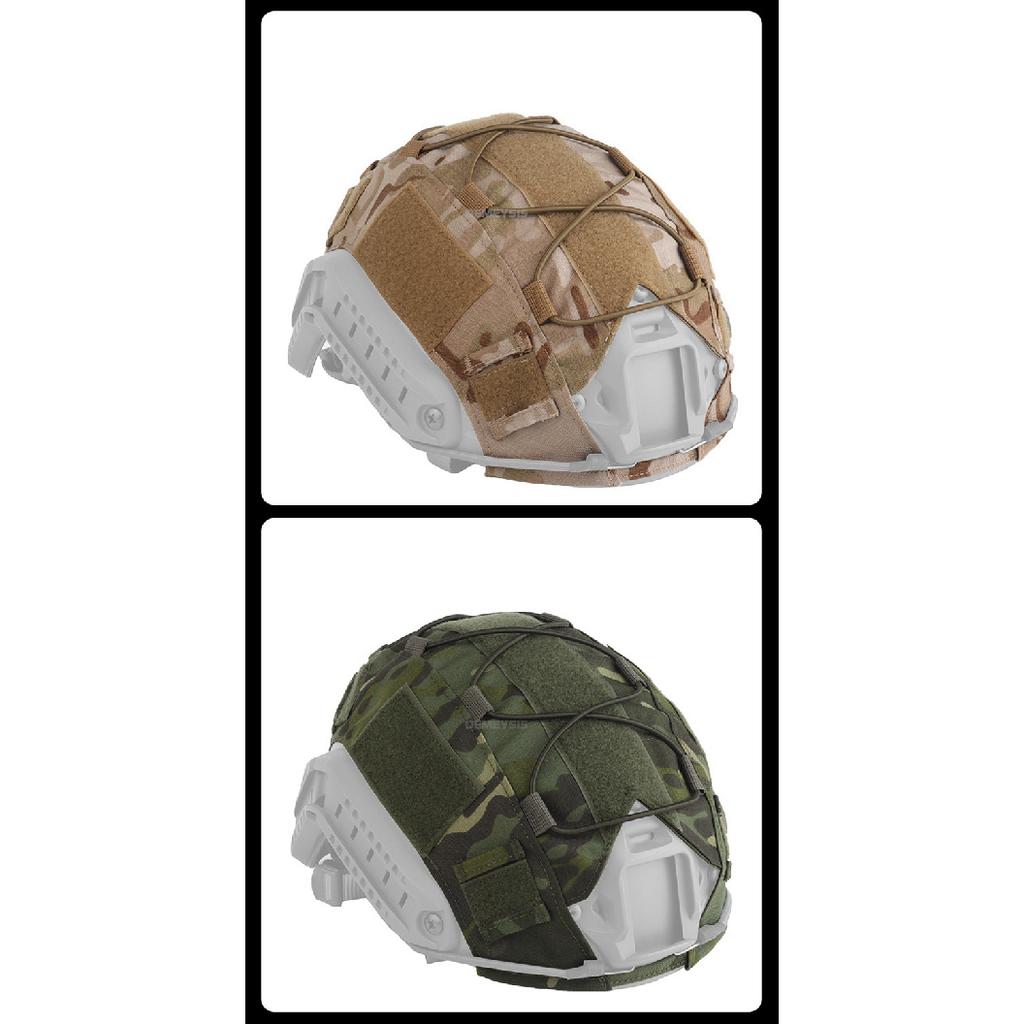 Airsoft Helmüberzug Tarnung Taktisch FAST Helm Stoff Jagd Schießen Helm Zubehör mit Elastischer Kordel Geschwindigkeits Sensoren 6