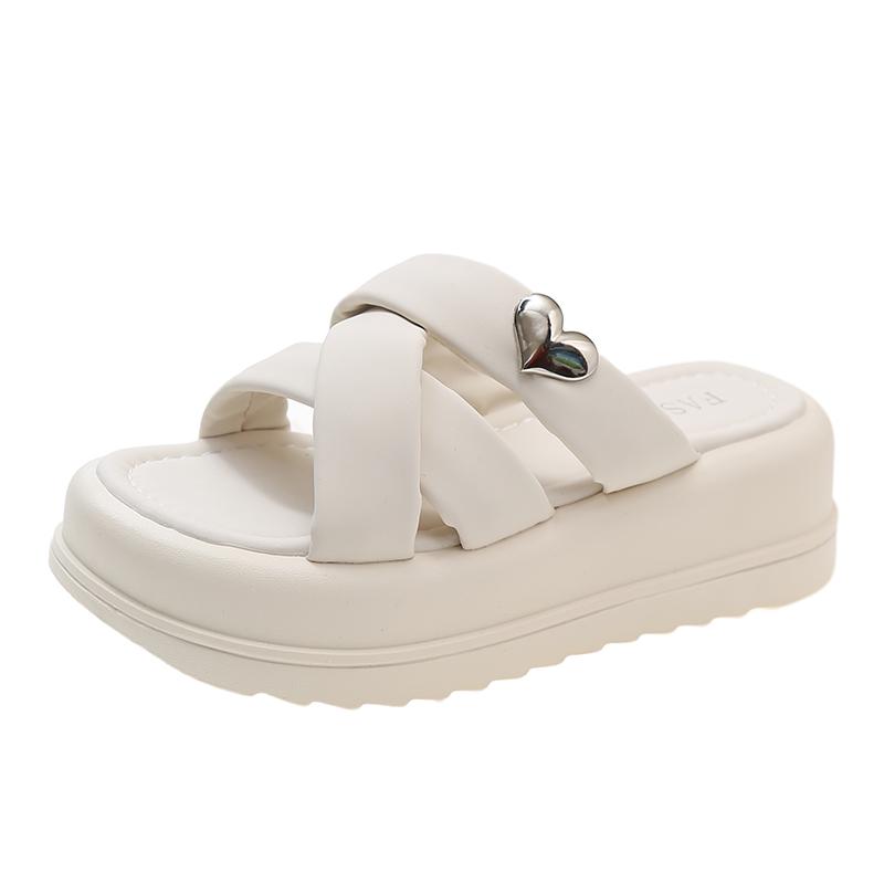 Luxury High-heeled Thick Sole Slippers Summer Fashion Lightweight Rome Shoes Platform Sandals Chic Pantuflas Beach Pu Chinelos