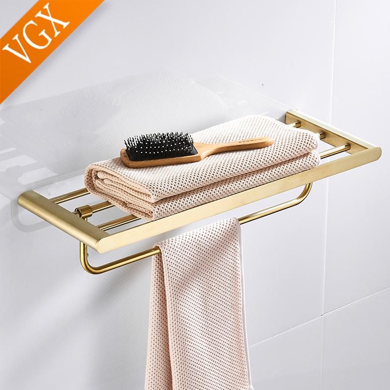 VGX Gold Badezimmer Handtuchhalter Edelstahl Handtuchständer Klappbar Beweglich Badehandtuchstange Badezimmer Hardware Zubehör Grau
