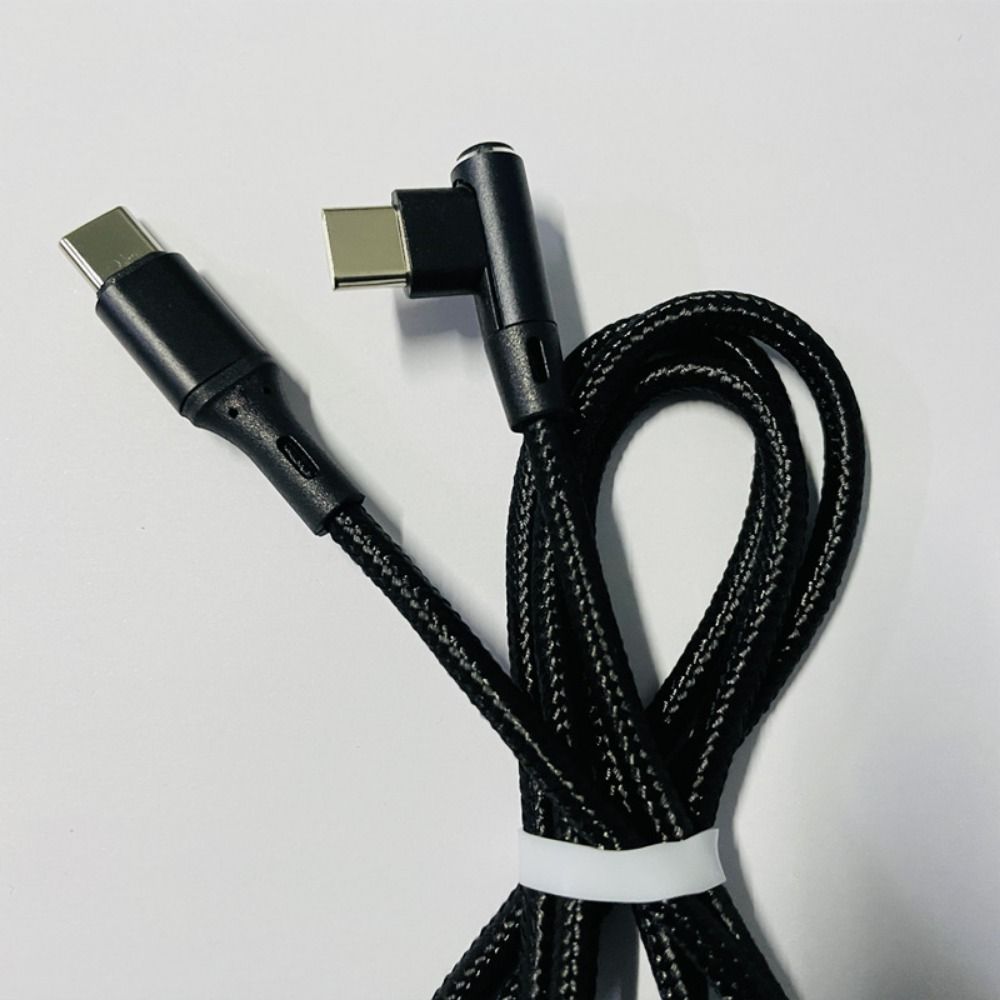 90 Degrees PD 60W Quick Charger Cord Nylon Braid Double Elbow Type C To C Cable  Phone