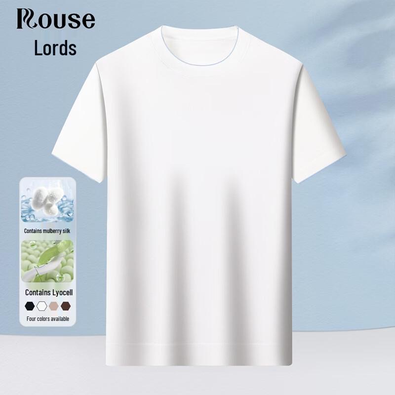 Men s Lyocell Silk Blend Easy-Care Round Neck T-shirt 185