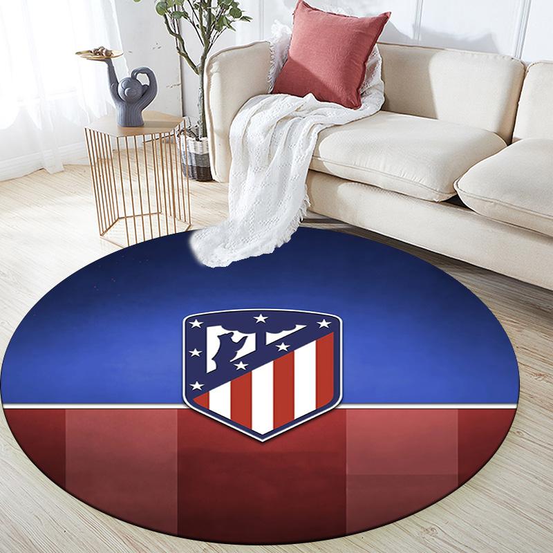 Club Atletico de Madrid2 Round Area Rug,Carpet Rug for Living Room Bedroom Sofa Playroom Decor,Non-slip Floor Mat
