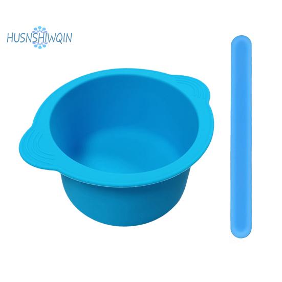 

1 комплект, 400 мл, набор силиконовых чаш для воска, легко очищаемая антипригарная кастрюля для удаления волос с лопаточками, миска для маски синий