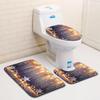 3D Christmas Bathroom Toilet Three-Piece Floor Mat Doormat Bathroom Carpet