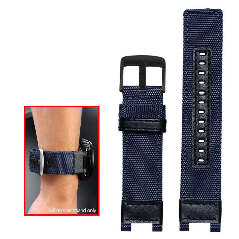 Nylon Canvas Leather Watchband For G-shock Casio GST-B100/S130/S100G/W300G/W330/400G/410 GST-W120L/S120/W130L/S110 Mens Strap