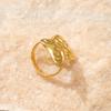 Golden Plated Irregular Textured Open Adjustable Ring for Women Abstract Art Statement Jewelry Gift