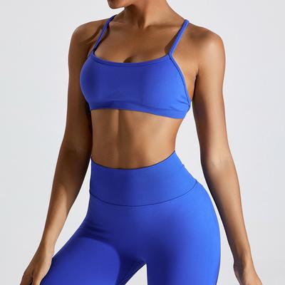 Seamless Cross Back Sports Bra for Women, Naked Feel Yoga Top, Quick-Dry Yoga Vest