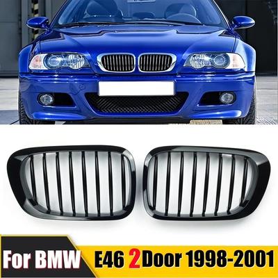 Para BMW Série 3 E46 Coupé 2 Portas 1998-2001 Para-choque Dianteiro Grade Rim Preto Brilhante Carro Capô Dianteiro Grade de Corrida
