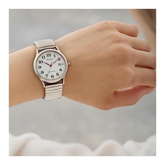 [Citizen Q&Q] Watch Analog Waterproof Date Metal Band D014-204 Men's White