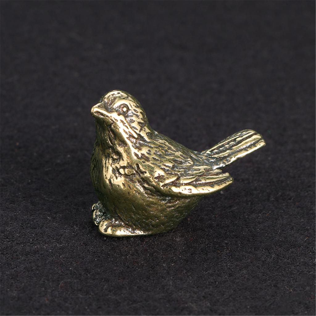 Handcrafted Sparrow Bird Sculpture Solid Brass Antique Look Decorative Accent For Home Office Desk Mantelpiece Ornament