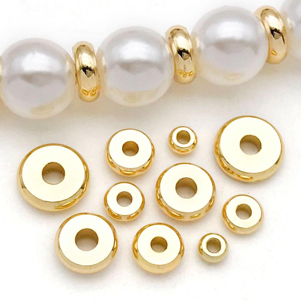 18k Gold-Plated Copper Spacer Beads - Abacus Flat Beads for DIY Jewelry with Smooth Surface