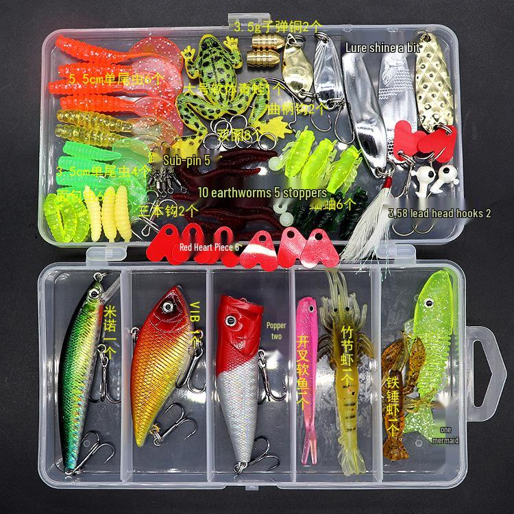 Lure Spinner & Soft Bait Thunder Frog Minnow Hook Combo Set In Box