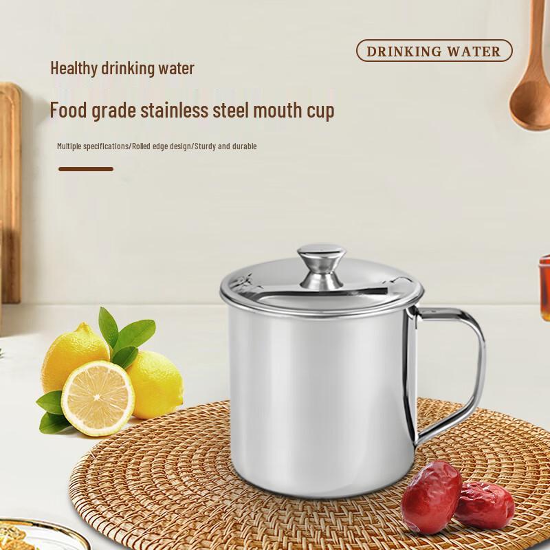 Jiwanggu 304 Stainless Steel Food Grade Tea Mugs with Lids, 10-Pack