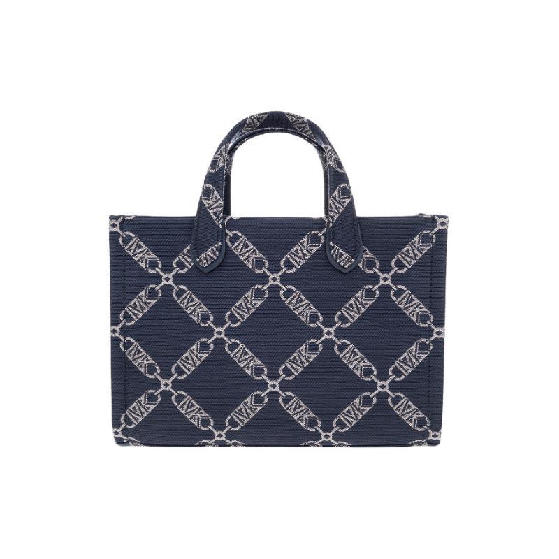 MICHAEL KORS Gigi Logo Chain Jacquard Pattern Commuting Business Fabric Tote Bag Shopping Bag Shoulder Crossbody Handbag Medium Women's Navy Blue