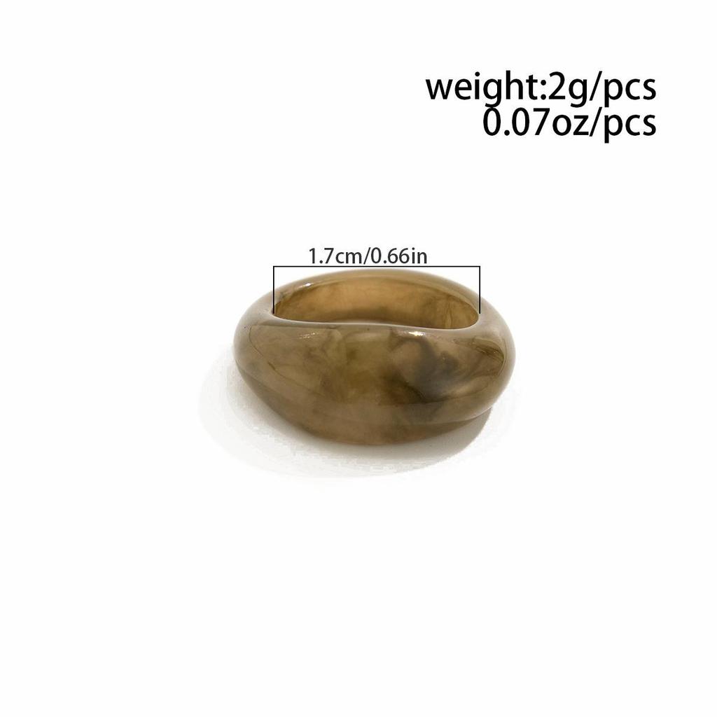 Korean Simple Transparent Color Resin Rings Niche Retro Stacked Curved Acrylic Geometric Oval Wide Ring Charm Trendy Irregular Fashion Jewelry