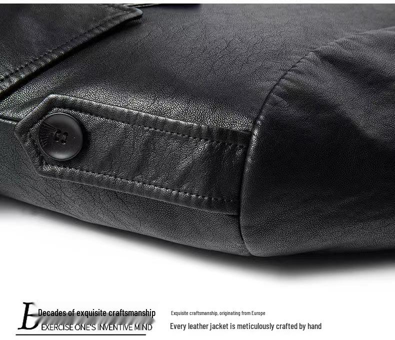 Cortavento Masculino de Couro Genuíno de Comprimento Médio: Gola de Terno, Com Veludo Extra, Quente, Jaqueta Casual de Negócios para Outono/Inverno.