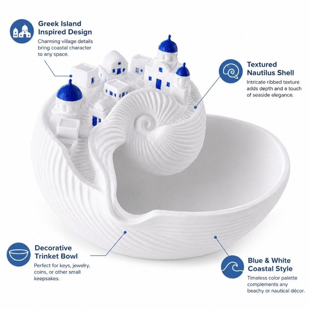 Conch Shell Shape Coastal Style Key Tray Decorative Conch Shell Storage Box for Keys Coins