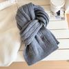 Red bear embroidered knitted scarf for men and women in winter pure Korean version versatile cute warm high-end scarf