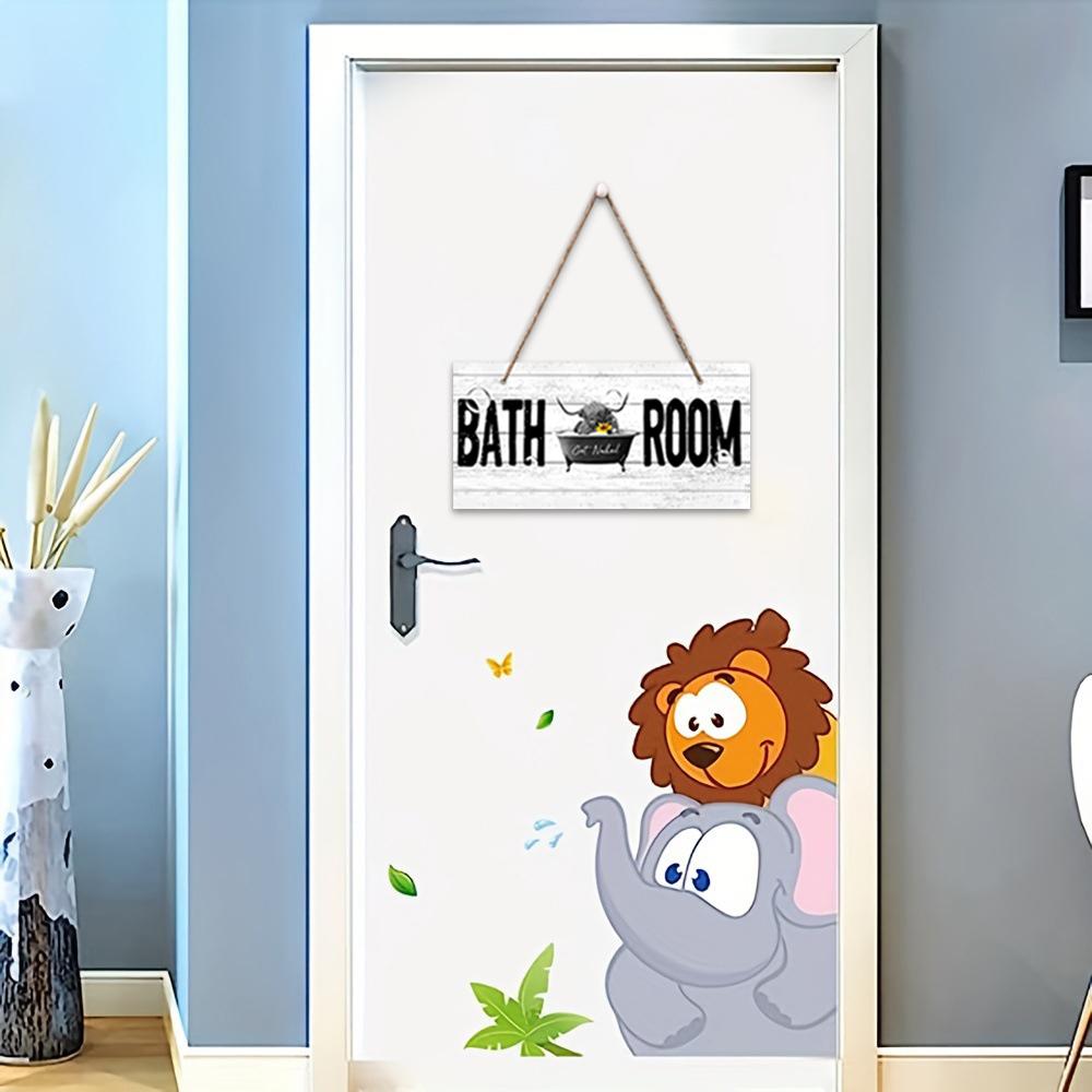 1pc Humorous and Funny Bathroom Sign,Sunflower Highland Cow Bathing In Bathtub, Wooden Hanging Plaque Decoration, 3.94in×7.87in