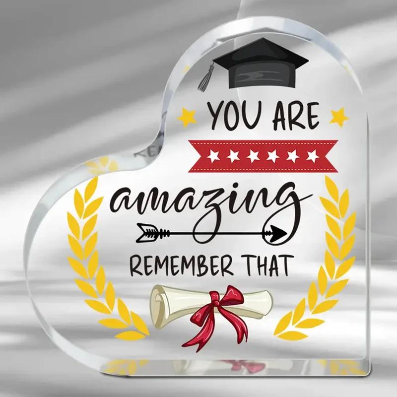 1pc Graduation Keepsake Ornament Heart/Star Shaped Acrylic Graduation Plaque Memorable Graduation Gift