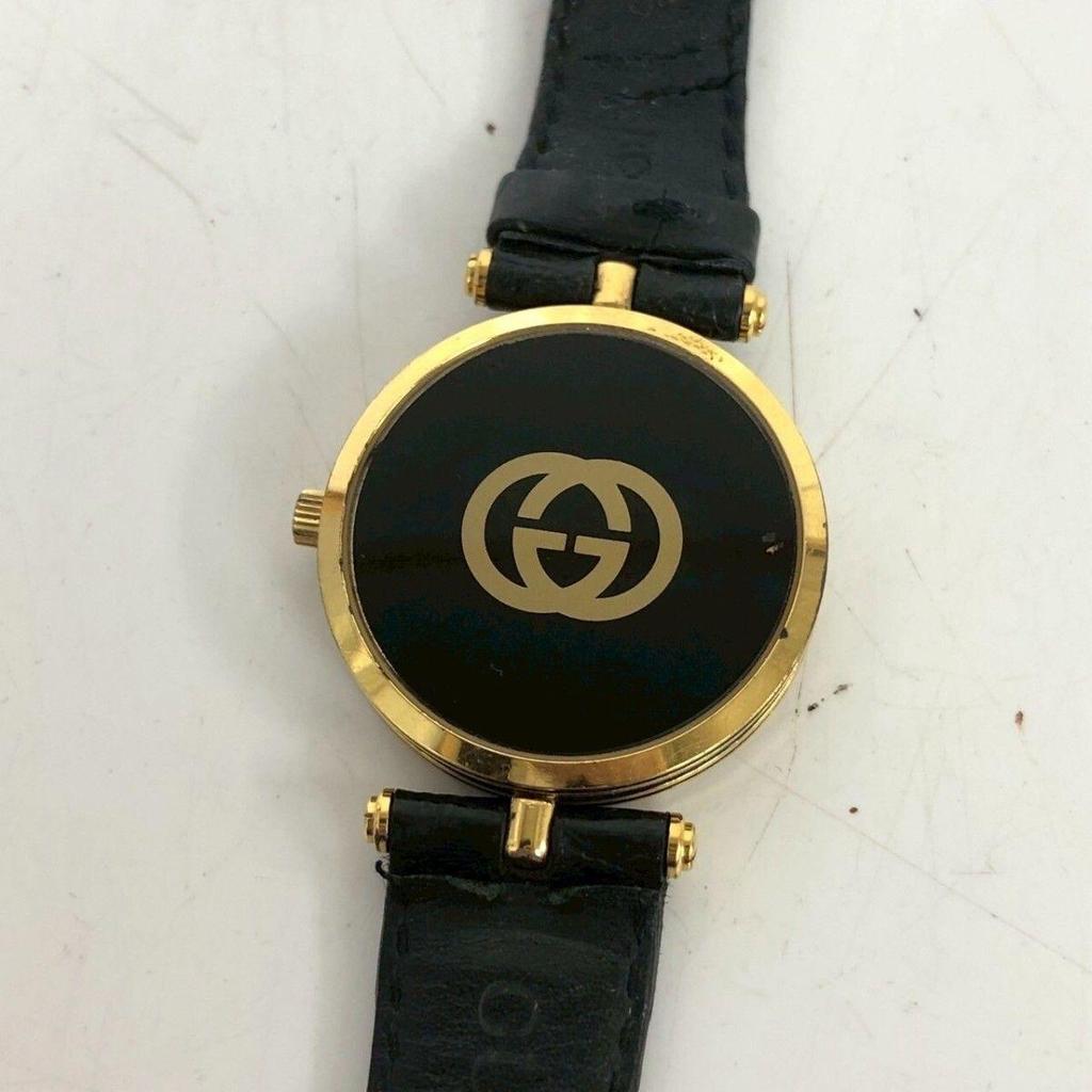 Used GUCCI Gucci Watch Quartz Vintage Black Black Gold Gold Sale SALE Very Popular Top Grade Masterpiece Excellent Luxury Special Carefully Selected