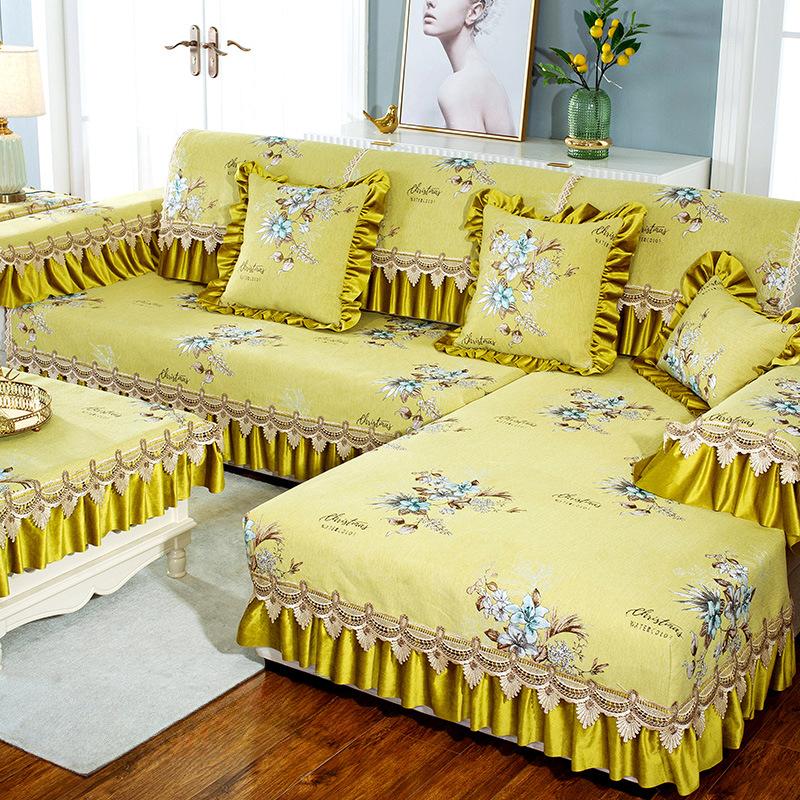Modern Simple Sofa Cushion Chenille European New Chinese Style Combination Sofa Cover Non-Slip All Seasons Universal