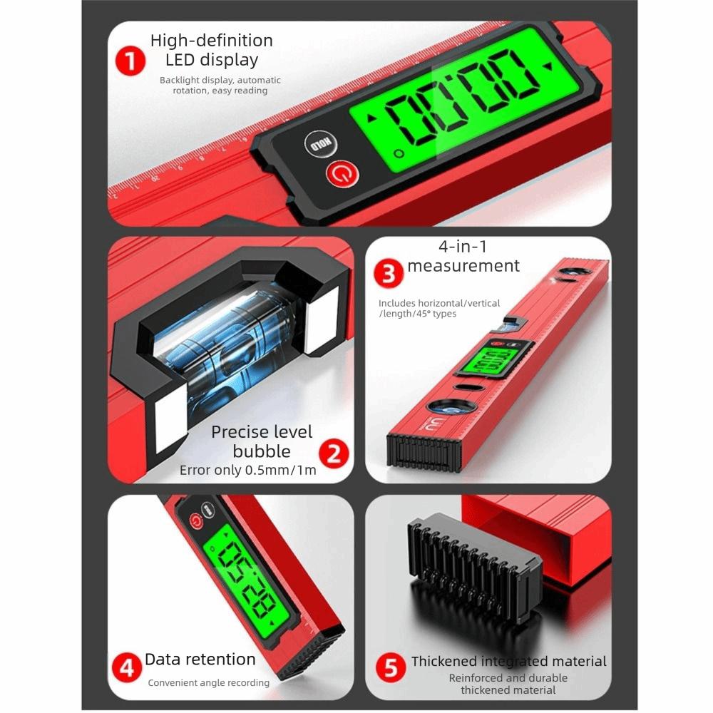 Aluminum Zinc Zinc Alloy Digital Level Ruler 30/40/50/60/80/100cm Angle Finder  Slope Measuring