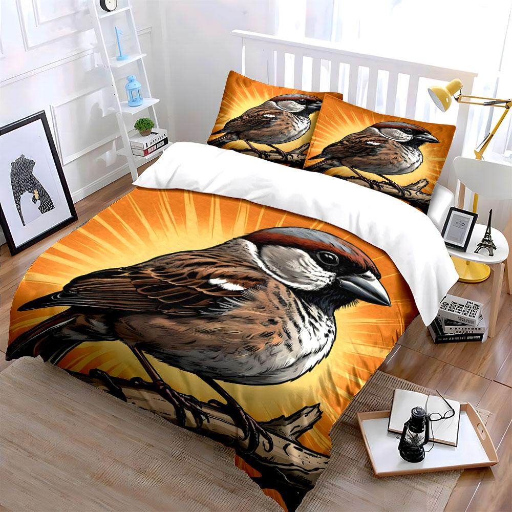 Sparrow perched on branch. Bedding sets Duvet cover sets Duvet covers Pillowcases(1 * Duvet Cover 2 * Pillowcases without duvet insert)