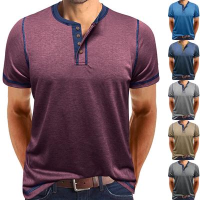 Pánská košile s krátkým rukávem Pánské tričko se 4 knoflíčky Ležérní top