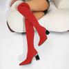 Schuhe für Frau Neu Sexy Spitzschuh Damen Overknee-Stiefel Herbst Winter Hoher Absatz Stretchstrick Damen Sockenstiefel Freizeit