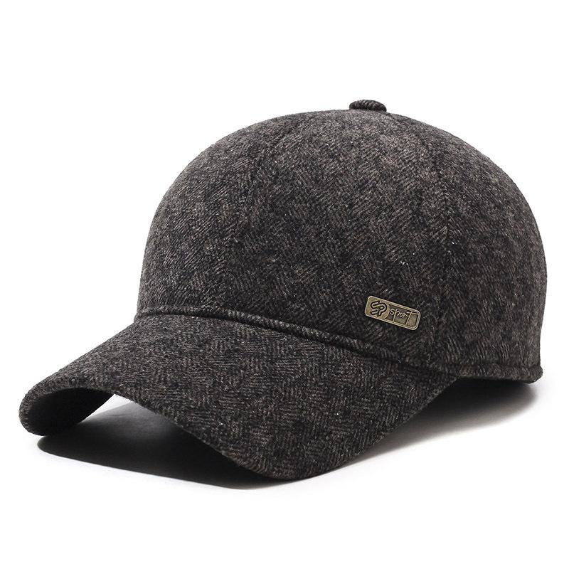 Autumn Winter Men's Middle-Aged and Elderly Warm Plaid Baseball Cap Ear Protection Old Man Peak Cap