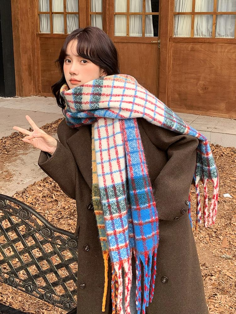 New  Imitation Cashmere Women Scarf Winter Preppy Style Vintage Plaid Scarve Pashmina Mujer Foulard Bufanda Wrap Shawl Pareo