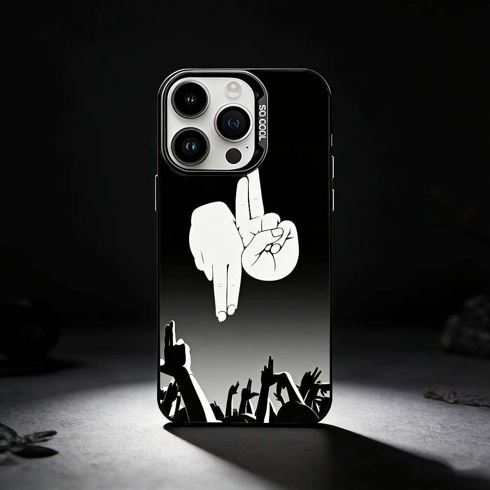 

Cool hiphop Gestures Phone Case For iPhone 17,16,15,14,13,12,11 Plus,Pro Max,XS,Colored silver phone case iPhone15plus