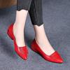 Flat-soled Single Shoes Women's 2025 New Spring and Autumn Shallow Mouth Thick Heel Pointed Women's Shoes Soft Leather Soft Sole Versatile Leather Sho