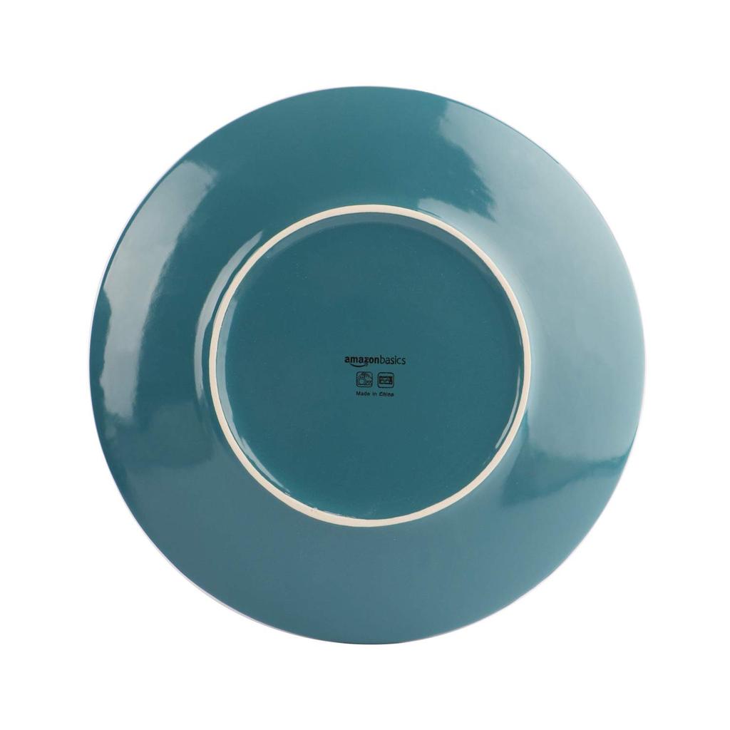 AmazonBasics Dinner Tableware Set Stoneware for 6 People 18 Piece Set Deep Teal
