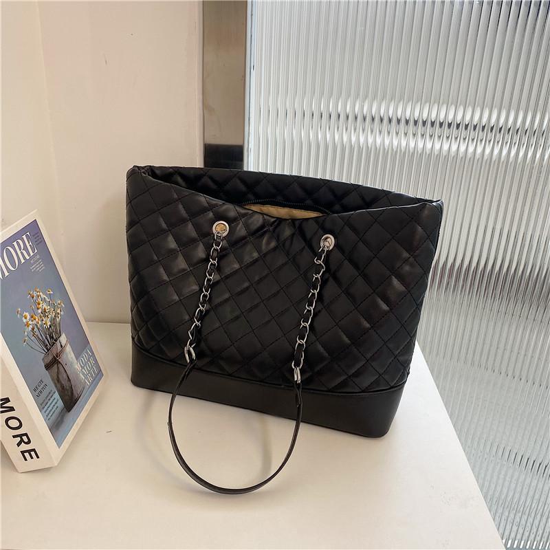 Large capacity diamond bag women's summer new versatile fashion chain shoulder bag simple tote bag
