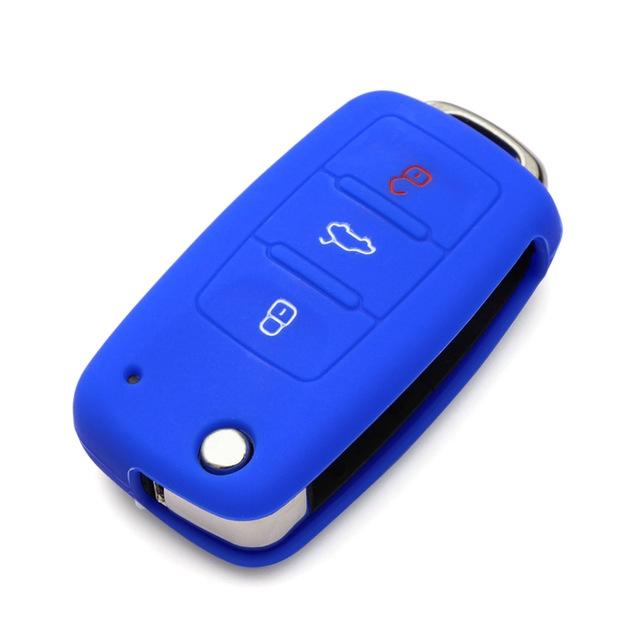 2 PCS Silicone Car Key Cover Case for Volkswagen Golf синий