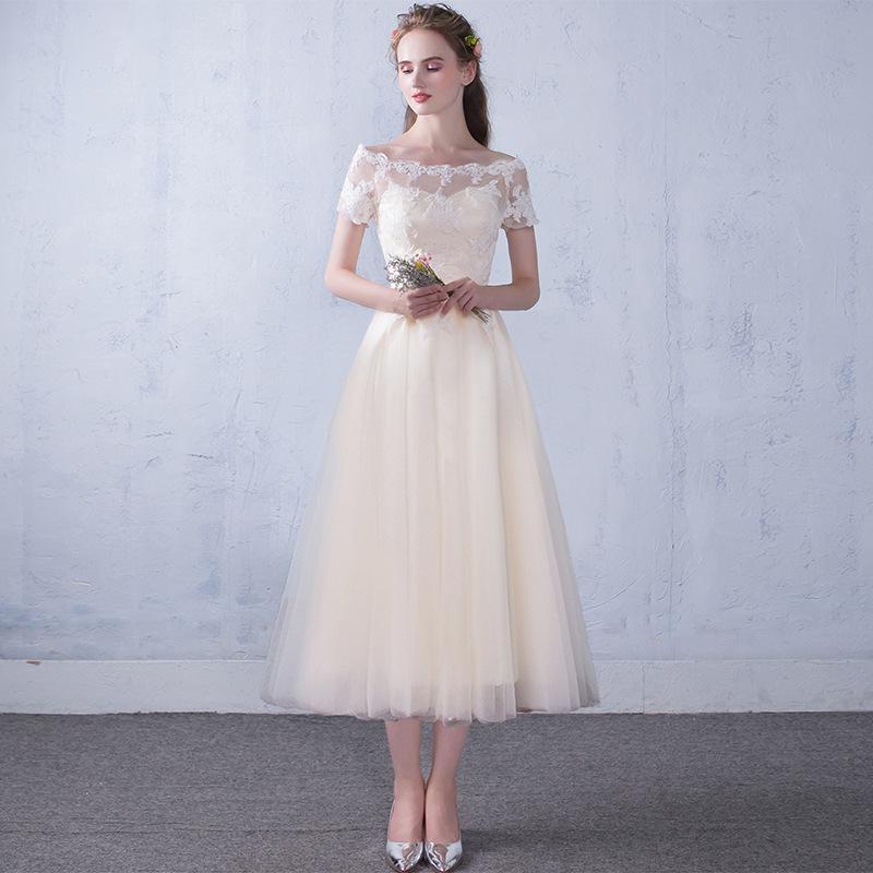 Evening dress new one-word shoulder certificate dress bridesmaid dress women's thin banquet bridesmaid group sisters dress