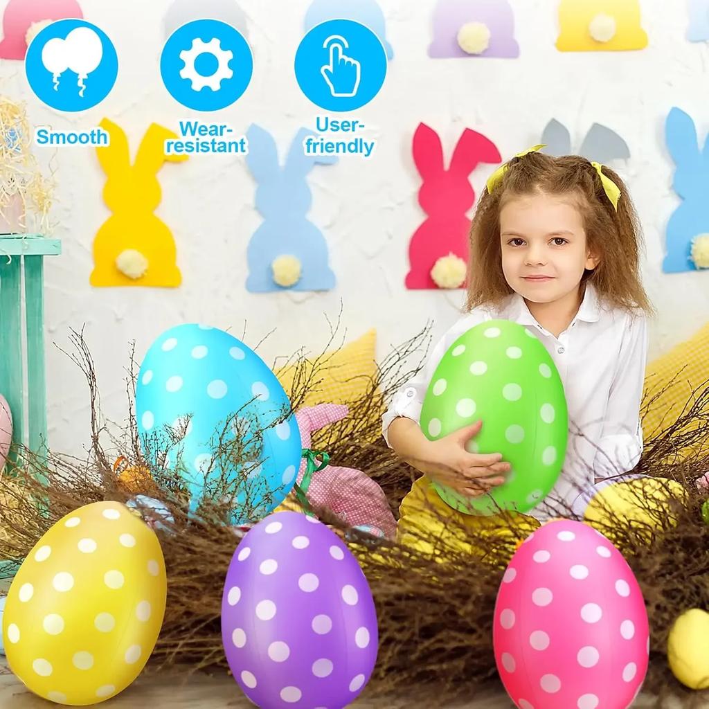 16 Inch Easter Inflatable Egg Balloon Outdoor Decoration Yard Blow Up Decor for Holiday Home Party Celebration and Festive Event