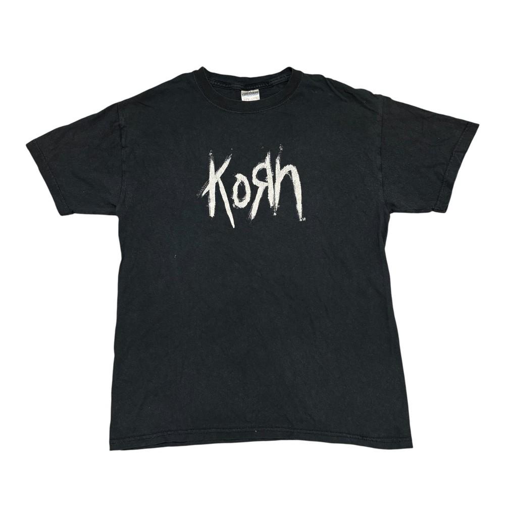 

Vintage Korn Shirt Black Y2K Tour Concert Metal Band Tee Music Merch Graphic 90s Unisex T-Shirt L