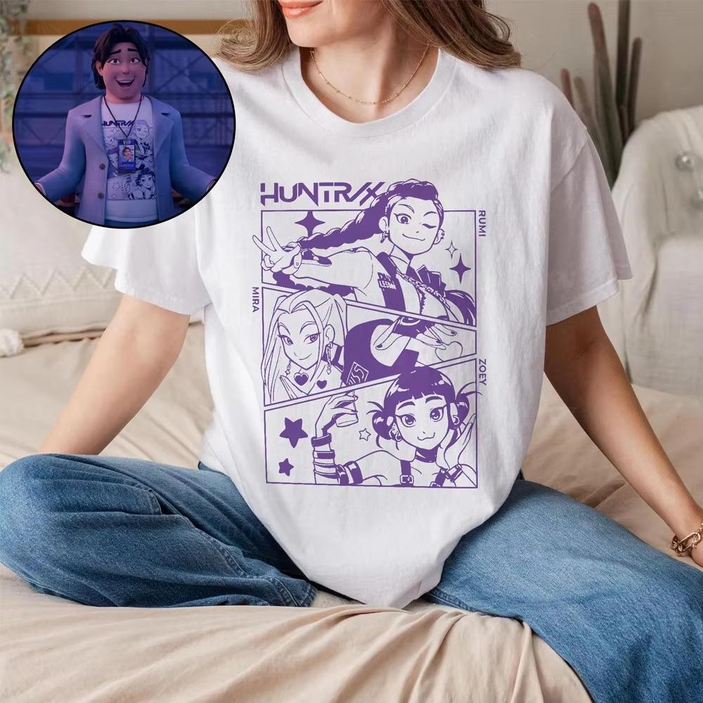 

HUNTRIX K-pop Demon Hunter Anime Printed T-shirt Harajuku O-neck Casual Shirt Fans Gift Summer Y2K Women s Men Clothes Hot Sale S