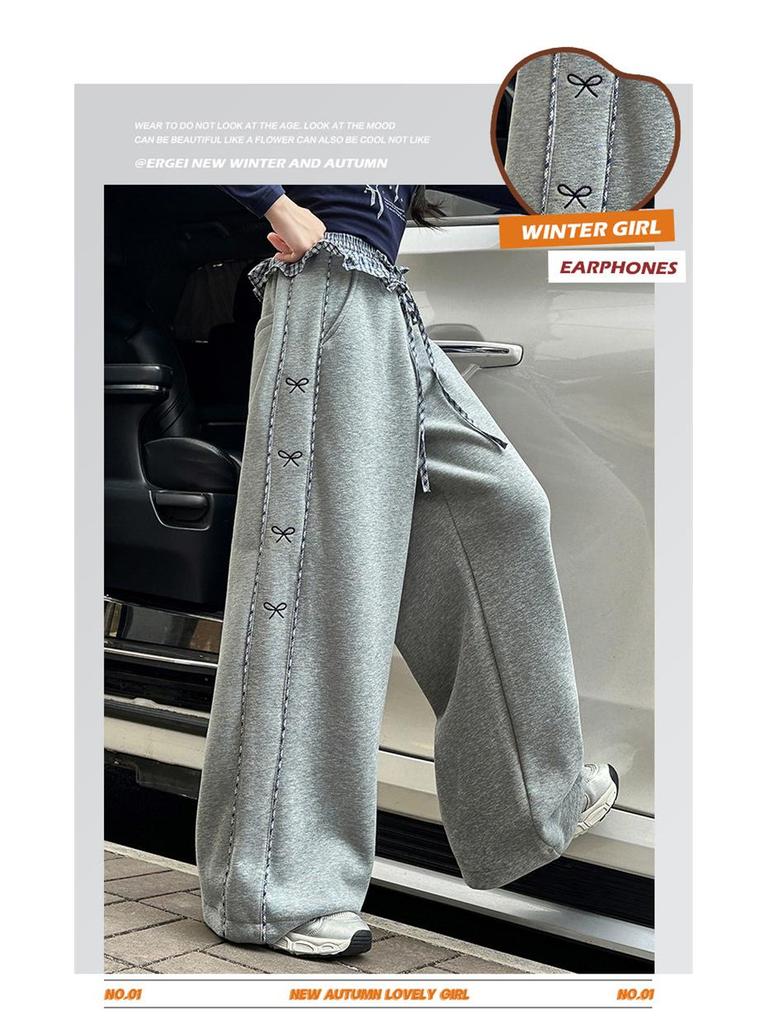 Girls' Fleece-Lined Wide-Leg Pants: Fashionable Autumn/Winter Children's Wear