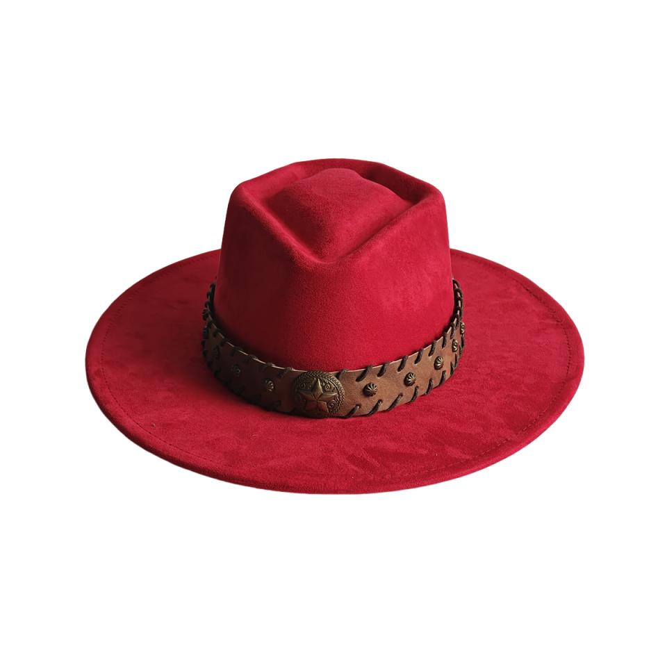 Retro Arrow Top Vegan Suede Hat 9cm Wide Brim Fedora Hat for Women Men Suitable for Pyrography Painting Gifts Party Etc