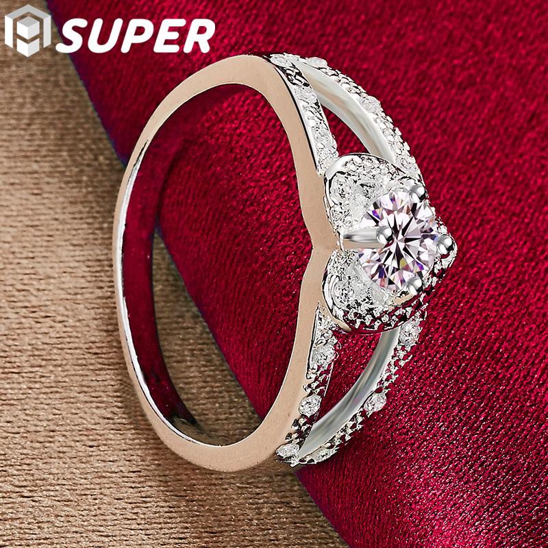 925 Sterling Silver Elegantní zirkonový prsten se srdcem AAA Klasické šperky